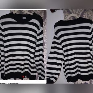 Spirit Black and White Striped Crewneck Sweater